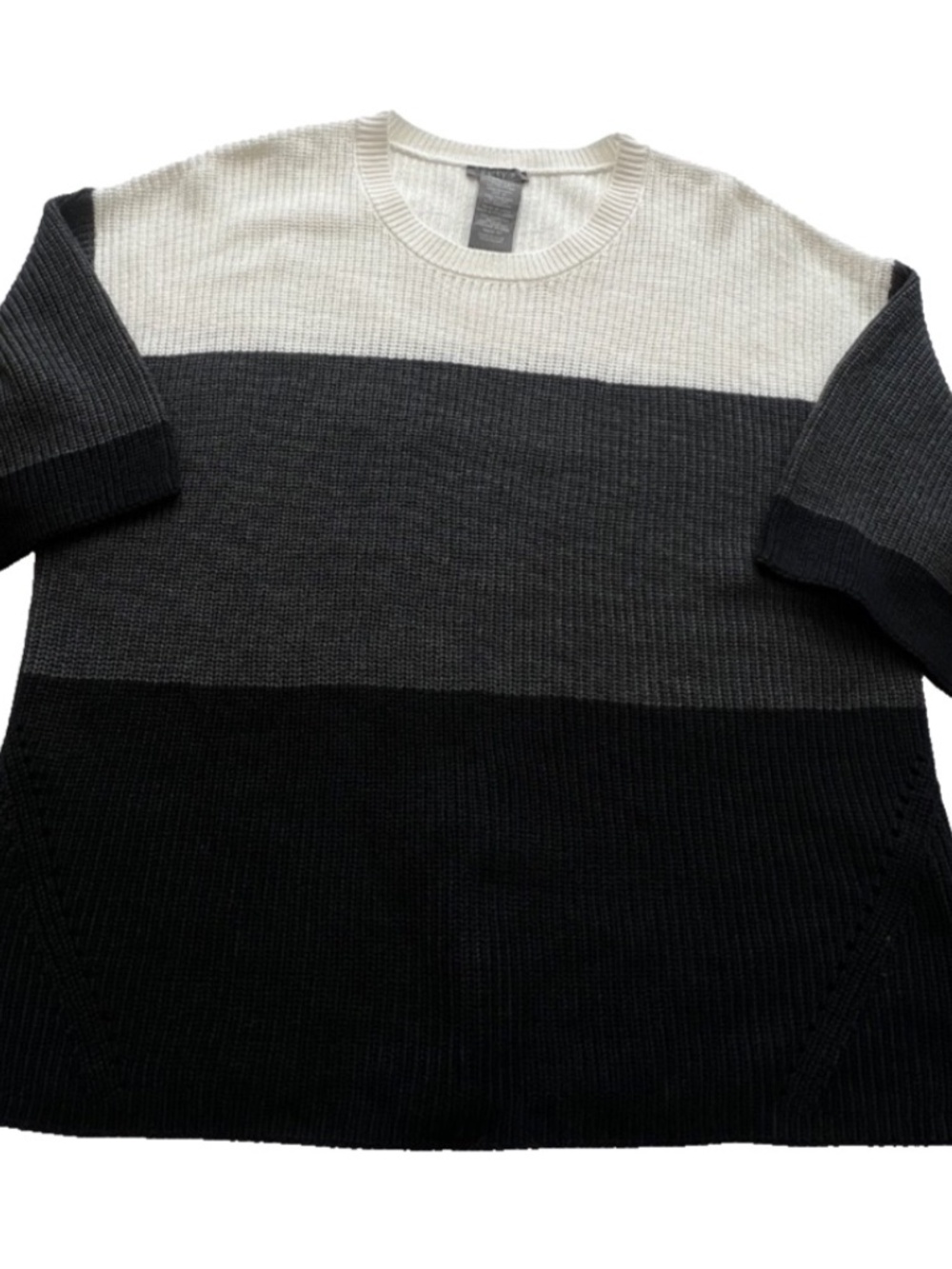 Matty M Women's XL Pullover Sweater Black Gray White Short Sleeve